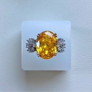 Elegant Yellow Gemstone Ring with Silver Accents